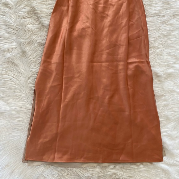 Nanushka Narita Belted Peach Apricot Satin Sleeveless High Neck Midi Dress - Picture 11 of 14